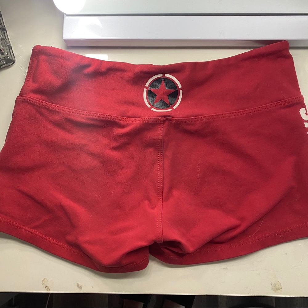 Savage Barbell red shorts